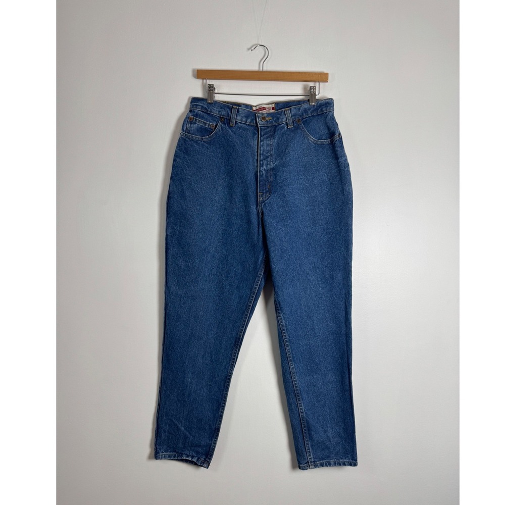 90s Vintage Faded Glory Womens 14 Short Mom Jeans Blue Reverse Fit High Rise